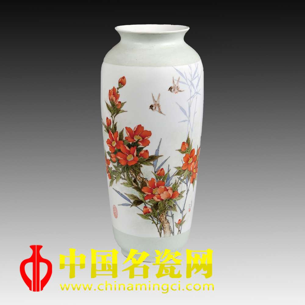 茶花麻雀圖