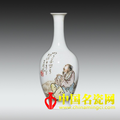 民國(guó) 王琦款粉彩高士圖瓶