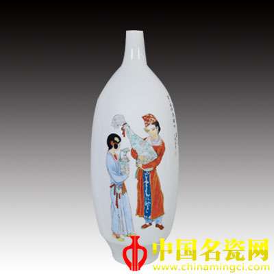 王錫良 粉彩笑入胡姬酒肆中人物瓶