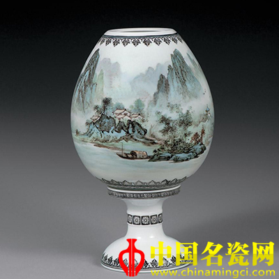 江山無盡 粉彩瓷燈