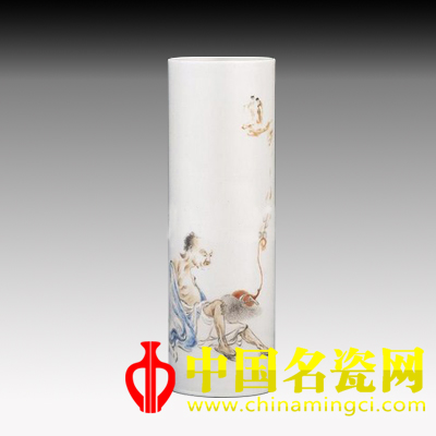 王步作彩繪李鐵拐筋瓶