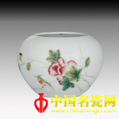 畢伯濤粉彩花鳥(niǎo)水盂