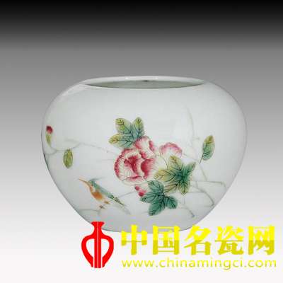 畢伯濤粉彩花鳥水盂