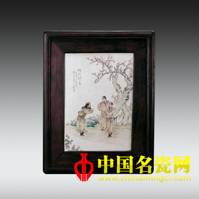 王琦 粉彩桃園結義圖瓷板