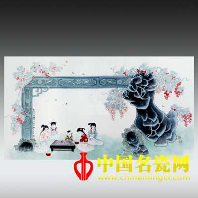 王采 粉彩《紅豆生南國》瓷板