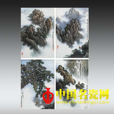 黃山擷影 粉彩瓷板