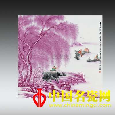 李文躍 春風(fēng)得意 粉彩瓷板