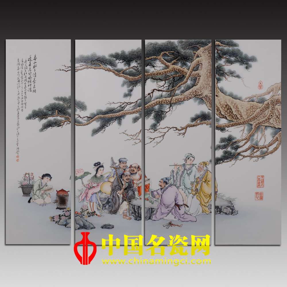 八仙雅聚四聯(lián)屏