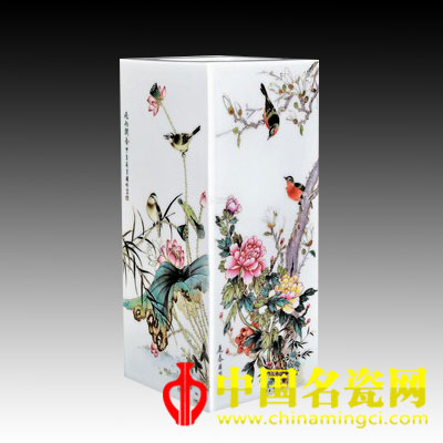 徐國明 四時飄香·粉彩四方鑲器
