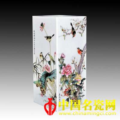 徐國明 四時飄香·粉彩四方鑲器