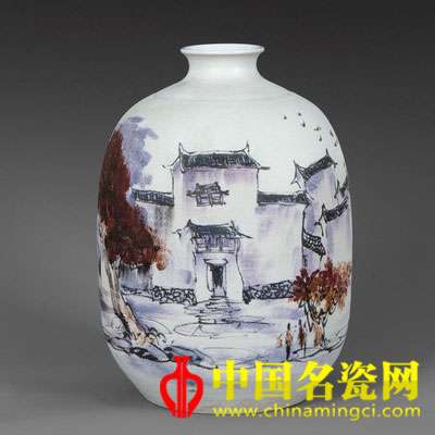 賴德全 秋意　珍珠彩瓷瓶