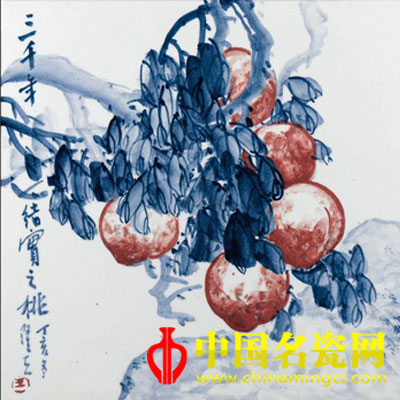 王隆夫 碩果　青花釉里紅瓷板