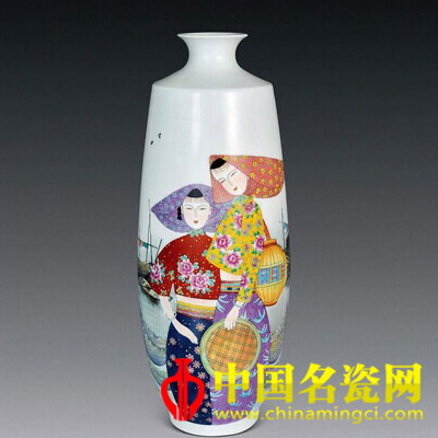 蔡玲玲 粉彩“海的女兒”瓷瓶