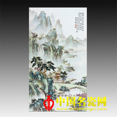 鄧幼堂“松蔭聽泉”粉彩瓷板