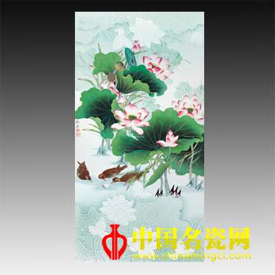 鐘振華“荷邊弄水一身香”綜合裝飾瓷板