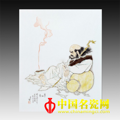 李峻“李仙圖”粉彩瓷板