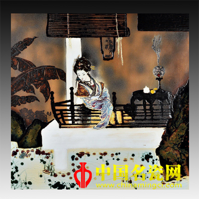 韋毛華“小樓昨夜又東風(fēng)”高溫顏色釉瓷板