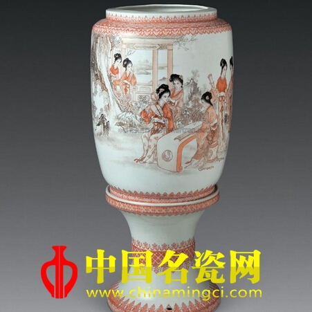 章亮 粉彩“春韻圖”薄胎皮燈