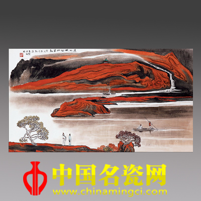 潘凱聲·近水秋山兩岸紅 釉上彩瓷板