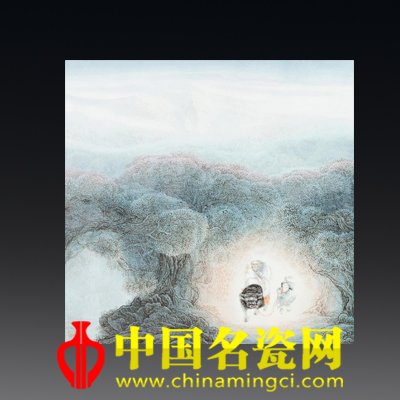 解強 釉上彩《紫氣東來》瓷板