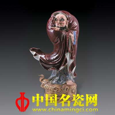 徐建建 紅釉“達(dá)摩”瓷雕 