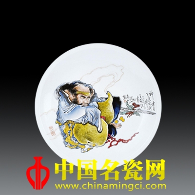 王安維 鐵拐李粉彩大瓷盤