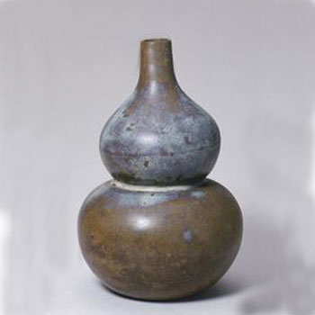 明宜興窯樣符銘茶葉末釉葫蘆瓶