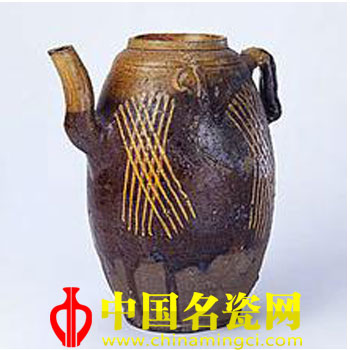 琉璃廠窯黃紫釉雙系壺